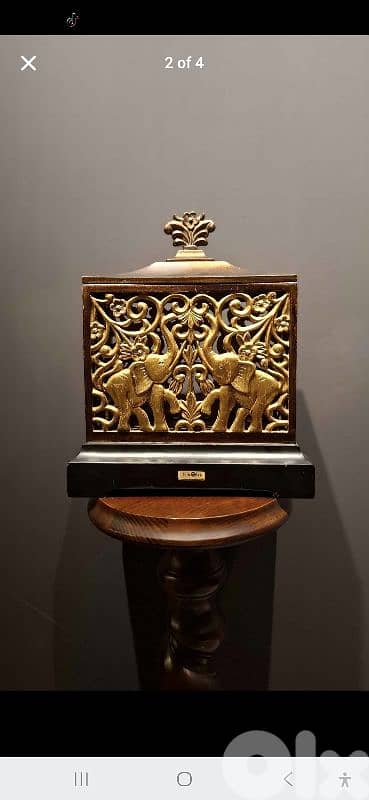 Elite Art Double-Faced Antique Gold Elephant Filigree Box. Antique 6