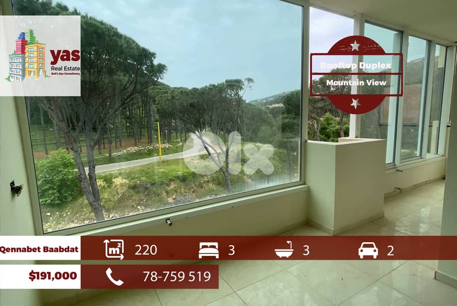 Qennabet Baabdat 220m2 | Rooftop Duplex | High End | View | TCH 0