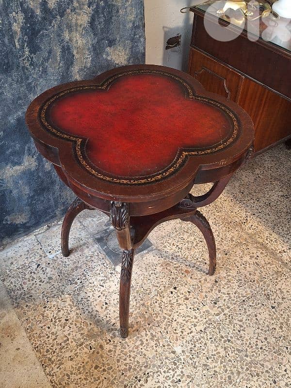 antique english leather table 0
