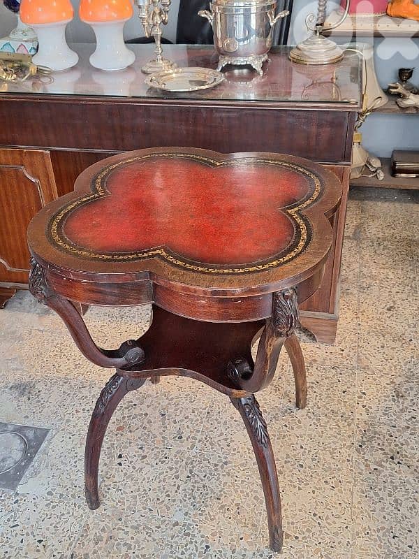 antique english leather table 4