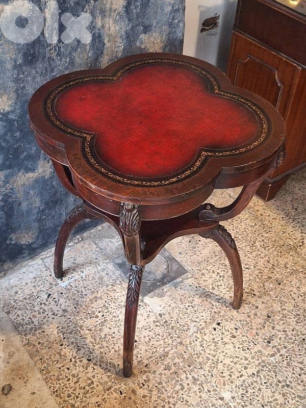 antique english leather table 5