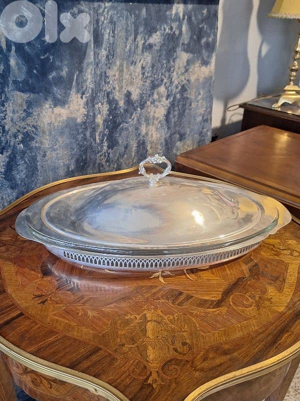 large antique usa dish with glass inset and lid 2