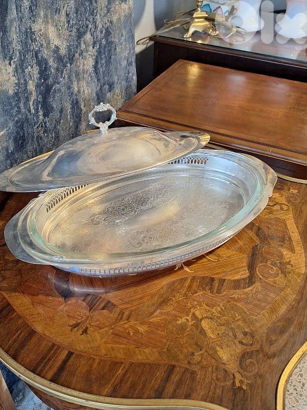 large antique usa dish with glass inset and lid 3
