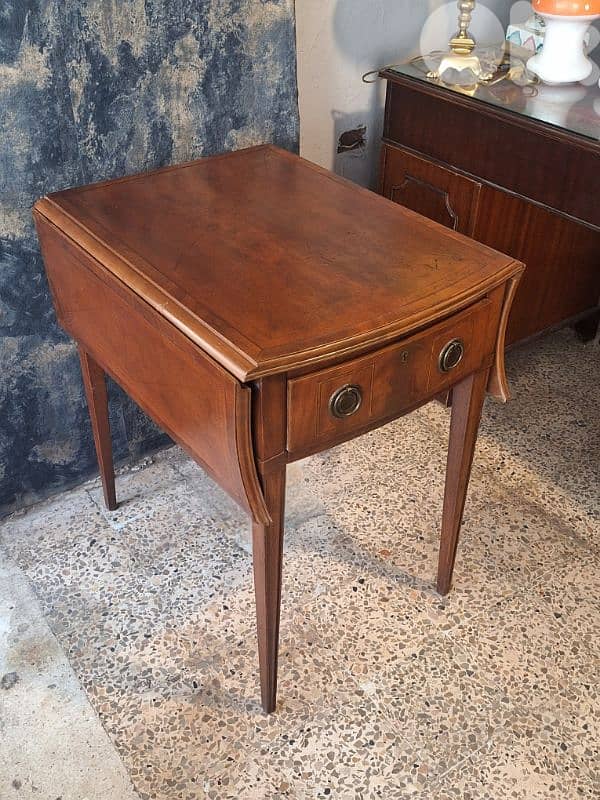 antique english leather top solid wood small desk 1