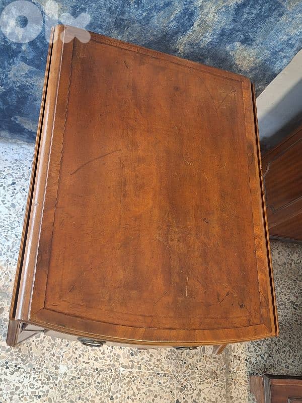antique english leather top solid wood small desk 3