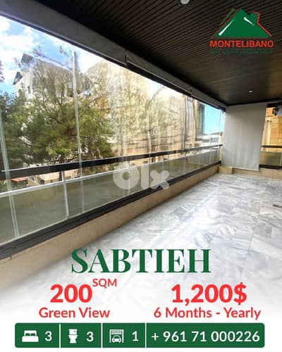 200 sqm Apartment For Rent in Sabtieh سبتية with Green View