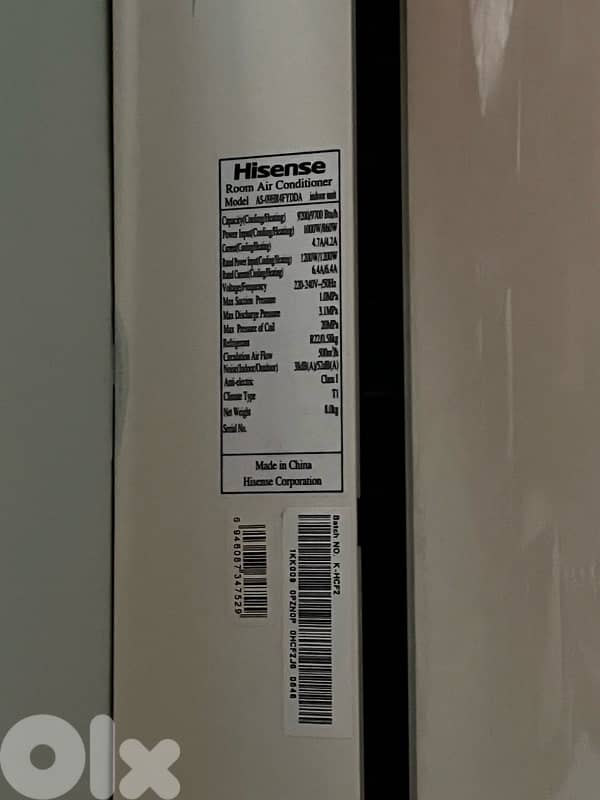 HISENSE 9000 btu like new 0