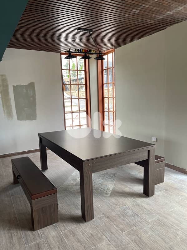 7FT Billiard Table 3-in-1 with Ping Pong & Dining 10