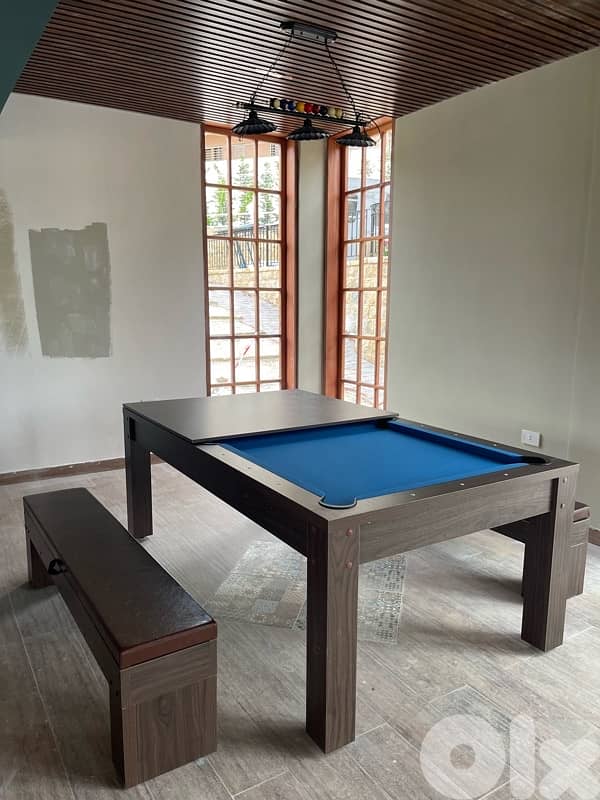 7FT Billiard Table 3-in-1 with Ping Pong & Dining 11