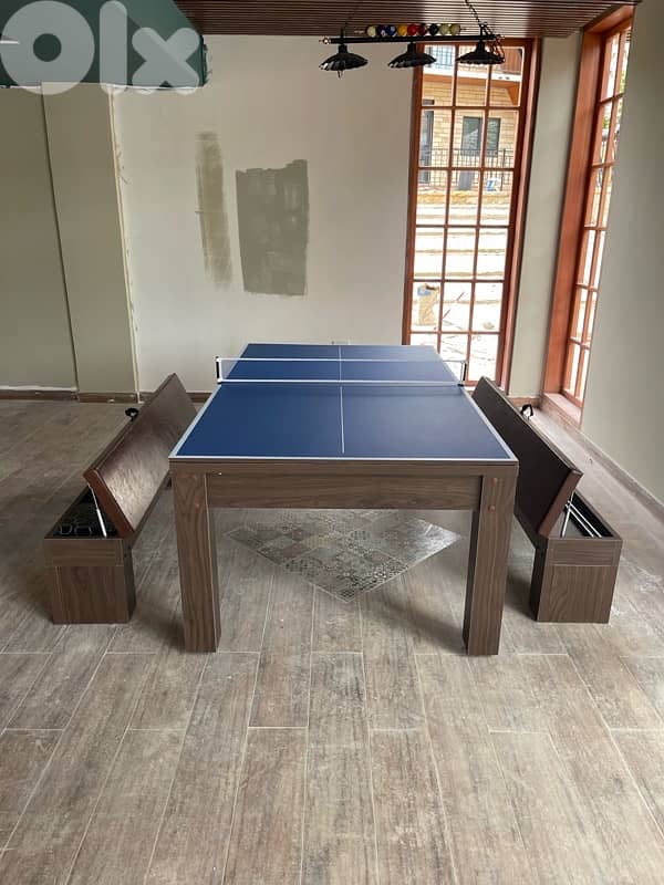 7FT Billiard Table 3-in-1 with Ping Pong & Dining 13
