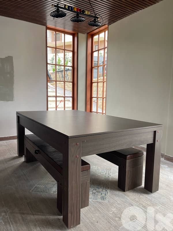 7FT Billiard Table 3-in-1 with Ping Pong & Dining 15