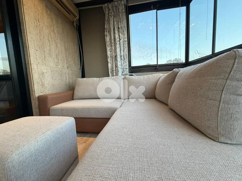 Modern L-Shaped Beige & Camel Sofa 0