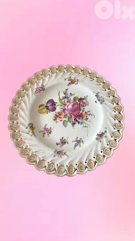 Service de 6 assiettes en porcelaine allemande de Saxe 0