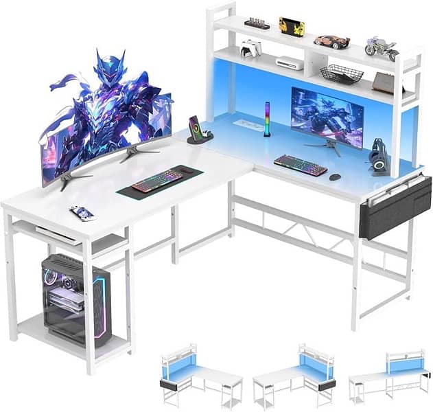 Lshaped desk with drawers and power supply 6