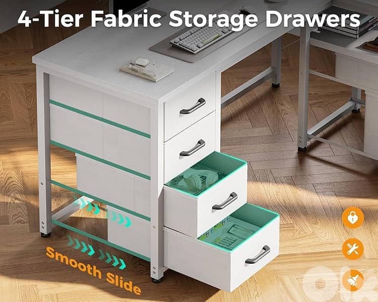 Lshaped desk with drawers and power supply 7