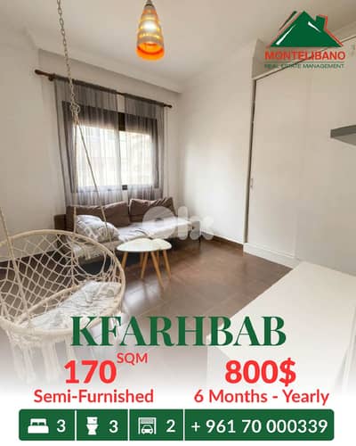 170 sqm Apartment For Rent in Kfarhbab كفرحباب with View