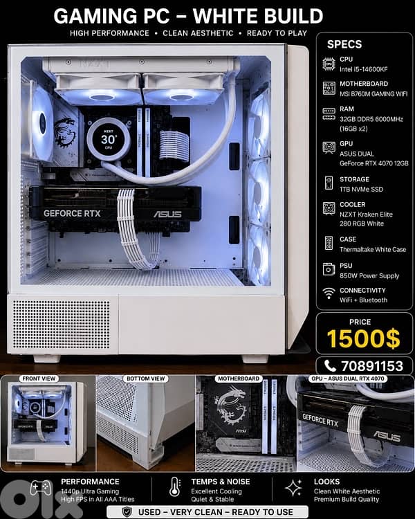 GAMING PC – WHITE BUILD  14600kf RTX4070 0