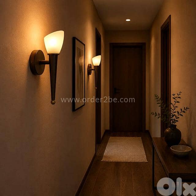 EGLO Mara Wall Light – Antique Brown Torch Sconce with Golden Glow 1
