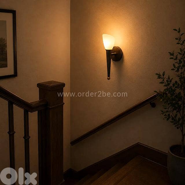 EGLO Mara Wall Light – Antique Brown Torch Sconce with Golden Glow 2