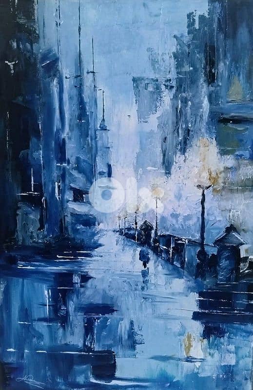 oil painting  "winter street " 0