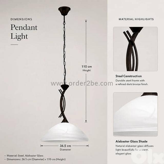 EGLO Vinovo Alabaster Glass Pendant Light 4