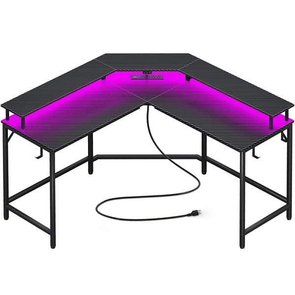 l shaped desk with power supple , 2 USB PORT , 4 AC POWER 0