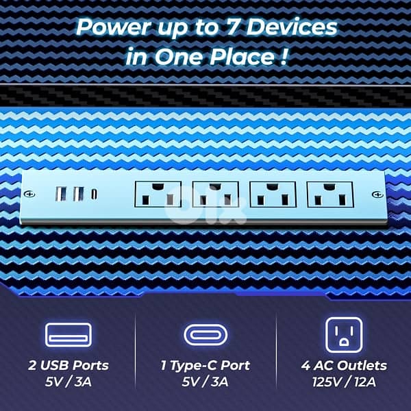 l shaped desk with power supple , 2 USB PORT , 4 AC POWER 4