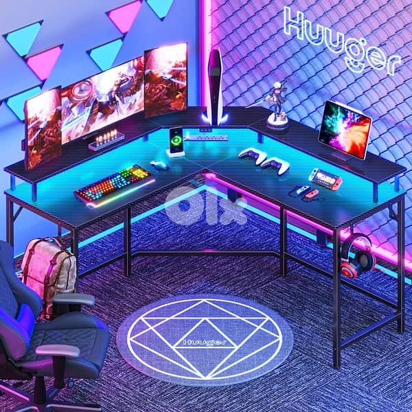 l shaped desk with power supple , 2 USB PORT , 4 AC POWER 5