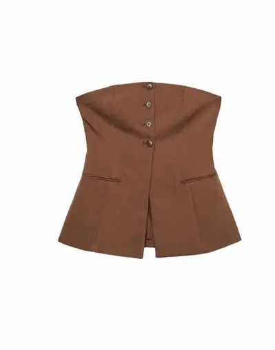 brown bustier with buttons from stradivarius size m