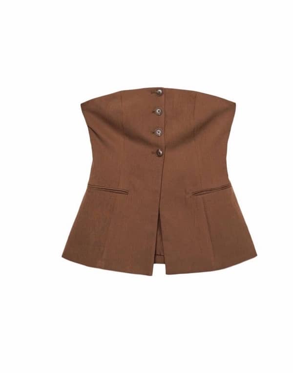 brown bustier with buttons from stradivarius size m 0