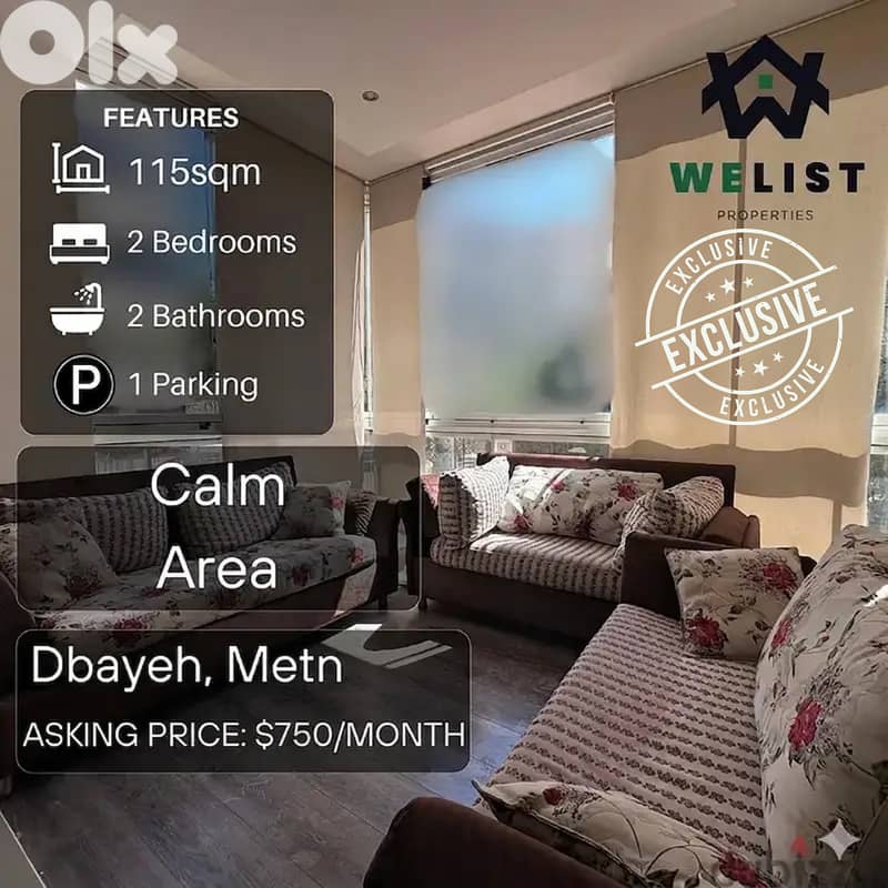 115sqm Apartment for rent in Dbayeh, Metn 0