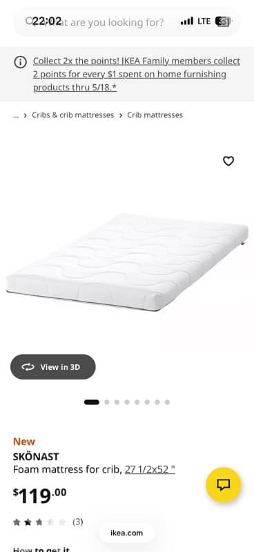 ikea crib+ mattress+ waterproof cover+ 3bed sheets 5