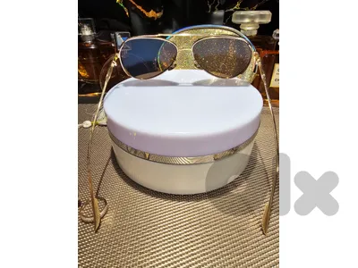 Thom Browne Blue Mirror,  golden frames Sunglasses