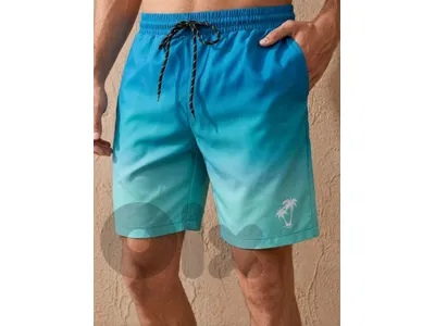 New Man Palm Tree Print Cool Summer Beach Short