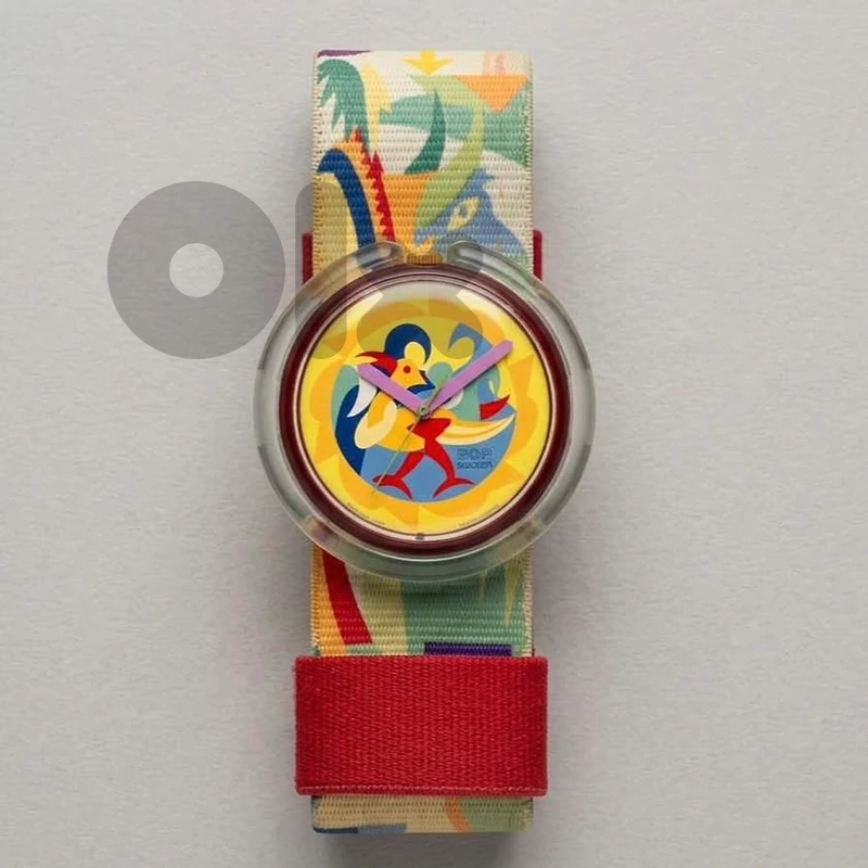Vintage 1993 POP Swatch Woodleaker-Working, Original strap and 1 Extra