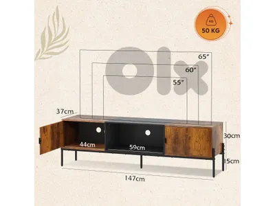 WLIVE TV Cabinet, Lowboard for TVs up to 65 Inches, 147 x 37 x 45 cm