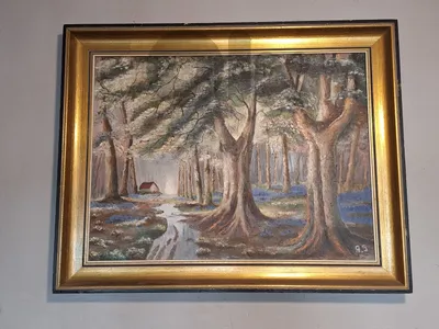 antique european signed oil painting on canva