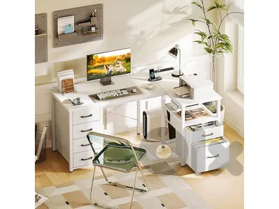 l shaped desk white color