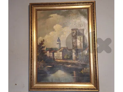 traditional European landscape signed oil painting on canvas