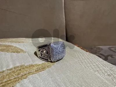 خاتم فضه مرصع حب زيركون سويسري و زفير كثير حلو