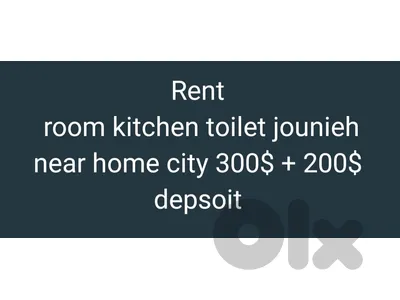 Rent
 room kitchen toilet jounieh near home city 300$ + 200$ depsoit