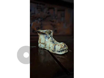 Antique Biscuit Porcelain Trompe-l'œil Boot by Soroka - Dual signed Antique Biscuit Porcelain Trompe-l'œil Boot by Soroka - Dual signed