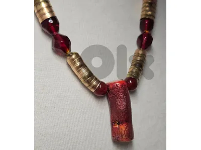 red coral pendant in red bead necklace 20$ red coral pendant in red bead necklace 20$