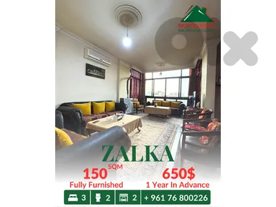 Fully Furnished 150 sqm Apartment For Rent in Zalka زلقا with View