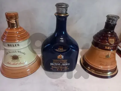 Decorative empty decanters bottles