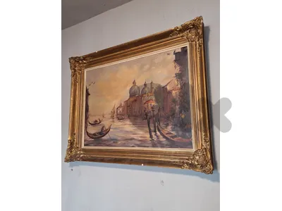 Henri de Greve Venetian canal scene oil painting on canvas Henri de Greve Venetian canal scene oil painting on canvas