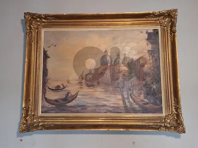 Henri de Greve Venetian canal scene oil painting on canvas