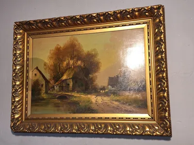 antique european signed oil painting
