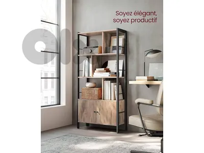 Bookcase, 4-Tier Bookcase, Storage Cabinet
