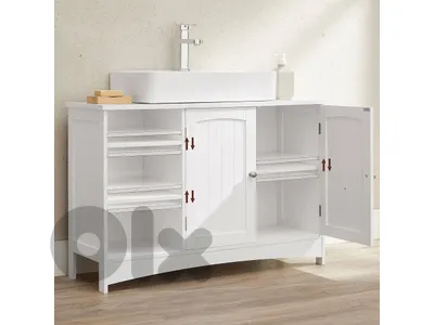 VASAGLE BBC410P31 Vanity Unit Extra Long 30 × 90 × 60 cm 2 Doors Bathroom ...